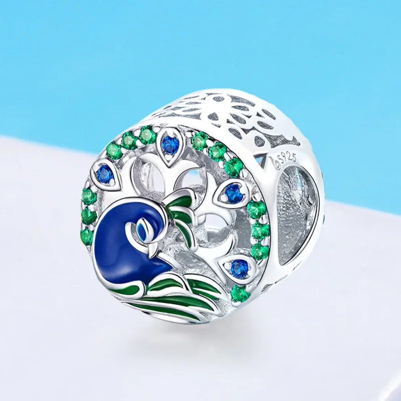 (image for) Pandora Style Silver Peafowl Charm - BSC037 - View 2