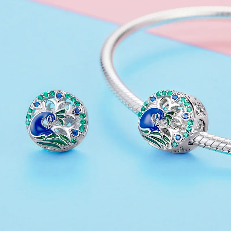 (image for) Pandora Style Silver Peafowl Charm - BSC037 - View 3