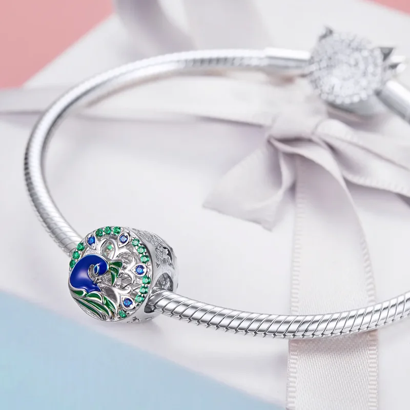 (image for) Pandora Style Silver Peafowl Charm - BSC037 - View 4
