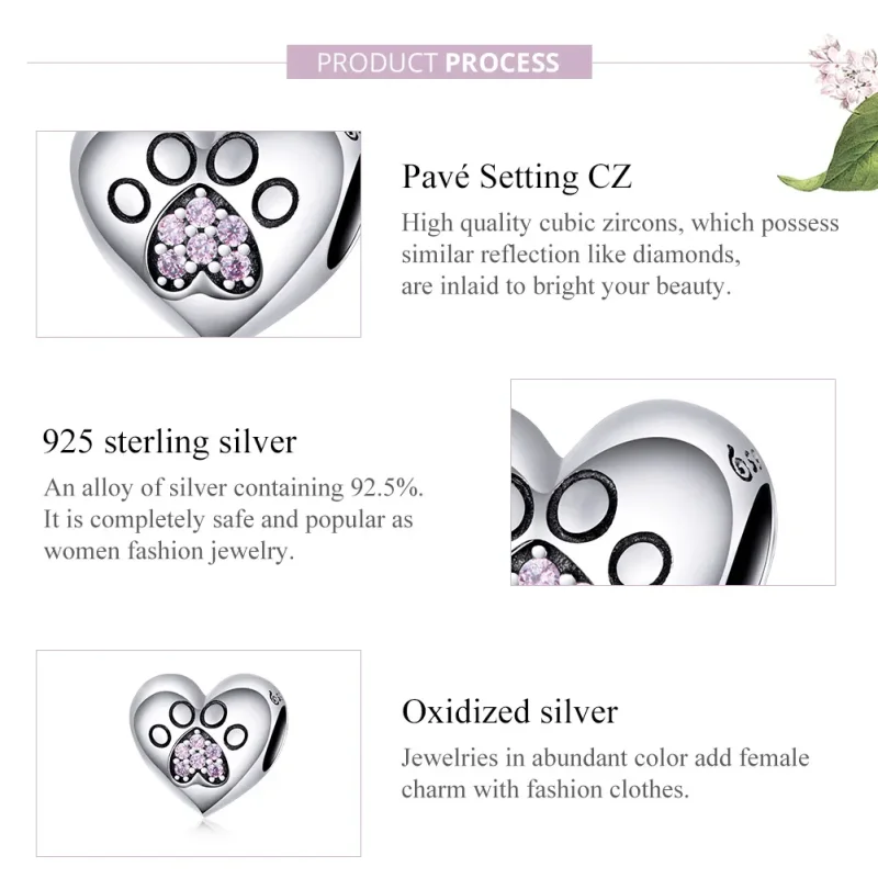 (image for) Pandora Style Silver Pet Footprints Charm - BSC209 - View 6
