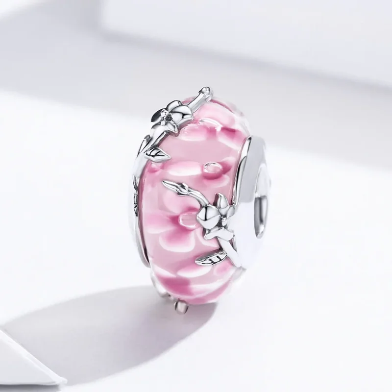 (image for) Pandora Style Silver Phalaenopsis Murano Glass Charm - SCC1281 - View 3