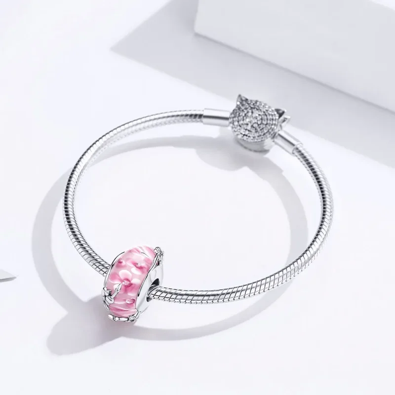 (image for) Pandora Style Silver Phalaenopsis Murano Glass Charm - SCC1281 - View 4