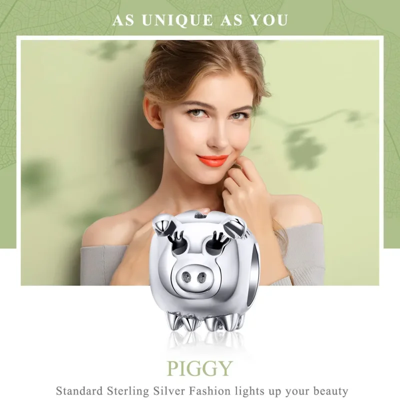 (image for) Pandora Style Silver Piggy Charm - SCC1051 - View 2