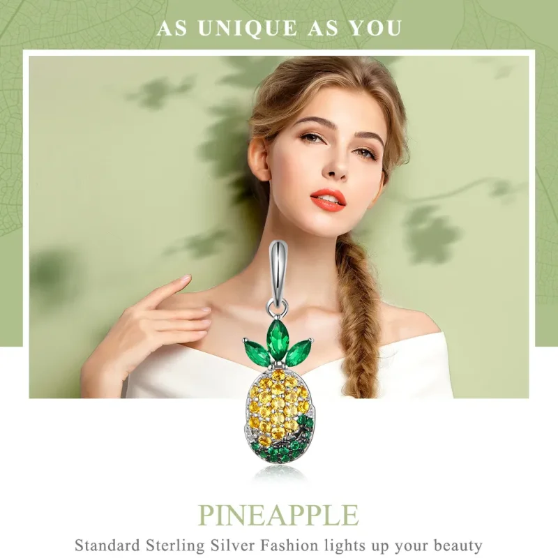 (image for) Pandora Style Silver Pineapple Dangle - SCC1076 - View 2