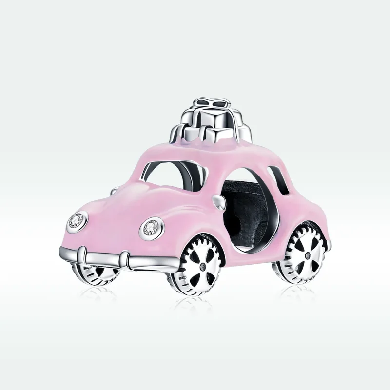 (image for) Pandora Style Silver Pink Car Charm - SCC1738 - View 5