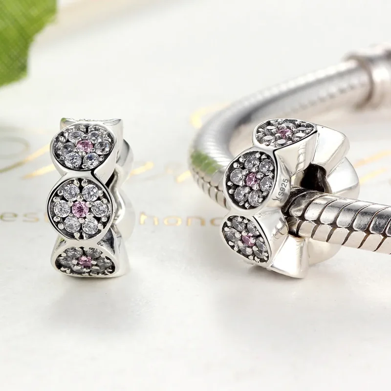 (image for) Pandora Style Silver Pink Garland Spacer - SCC101 - View 4