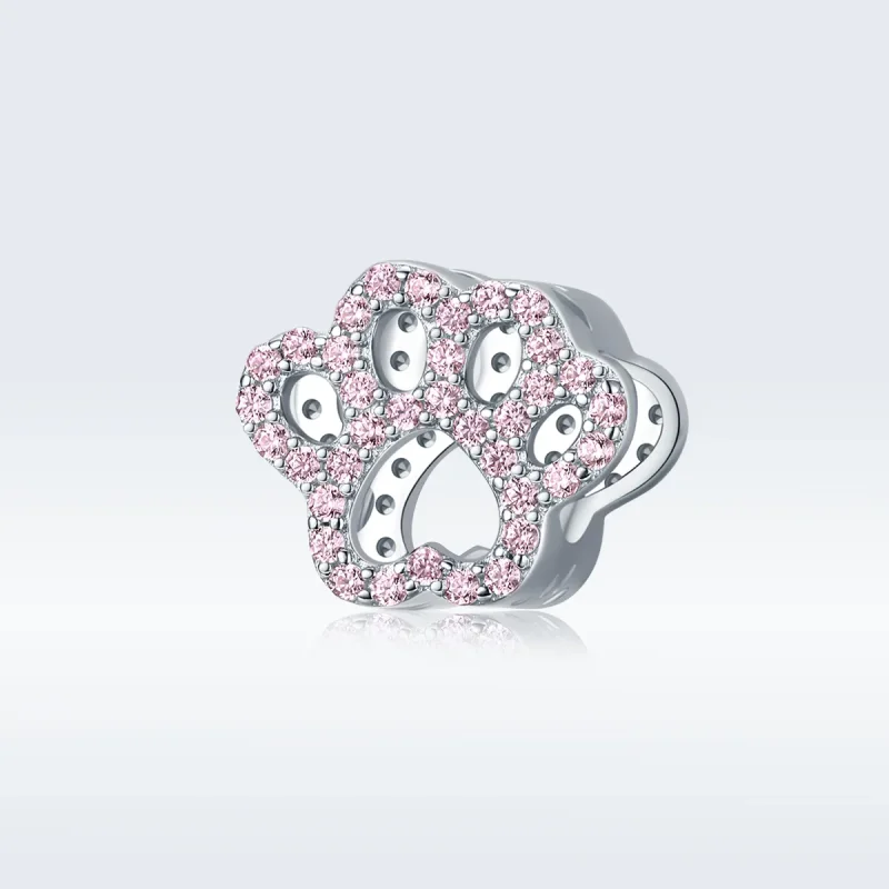(image for) Pandora Style Silver Pink Paw Charm - BSC164 - View 5