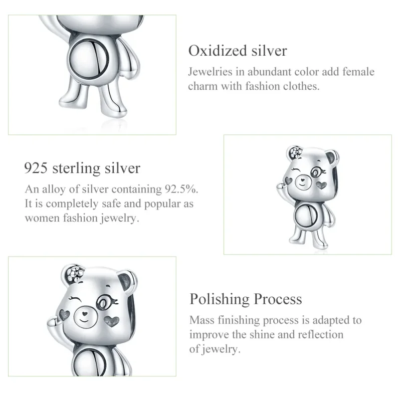 (image for) Pandora Style Silver Playful Bear Charm - SCC1870 - View 8