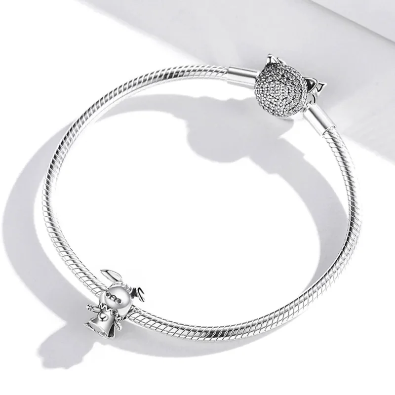 (image for) Pandora Style Silver Playful Rabbit Charm - SCC1867 - View 3