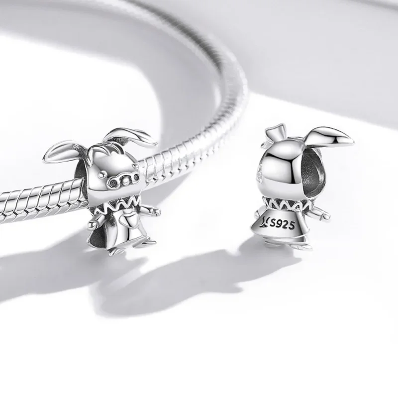 (image for) Pandora Style Silver Playful Rabbit Charm - SCC1867 - View 4