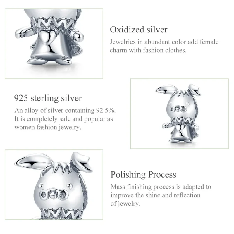 (image for) Pandora Style Silver Playful Rabbit Charm - SCC1867 - View 8