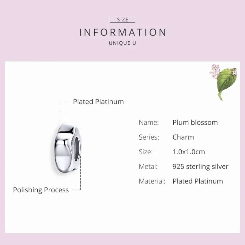 (image for) Pandora Style Silver Plum Blossom Spacer - SCC1168 - View 3