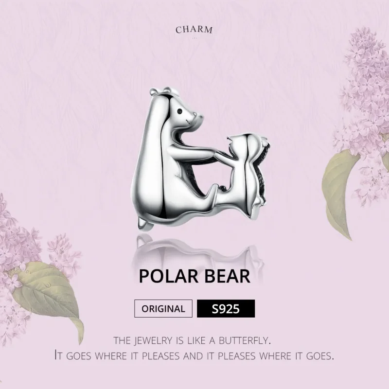 (image for) Pandora Style Silver Polar Bear Mother and Child Charm - SCC1207 - View 2