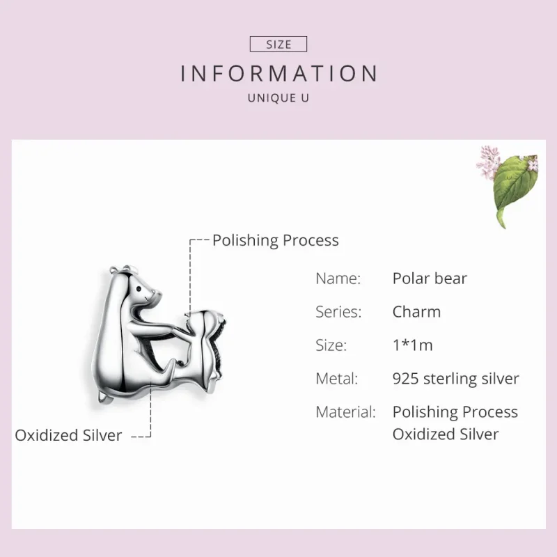 (image for) Pandora Style Silver Polar Bear Mother and Child Charm - SCC1207 - View 3