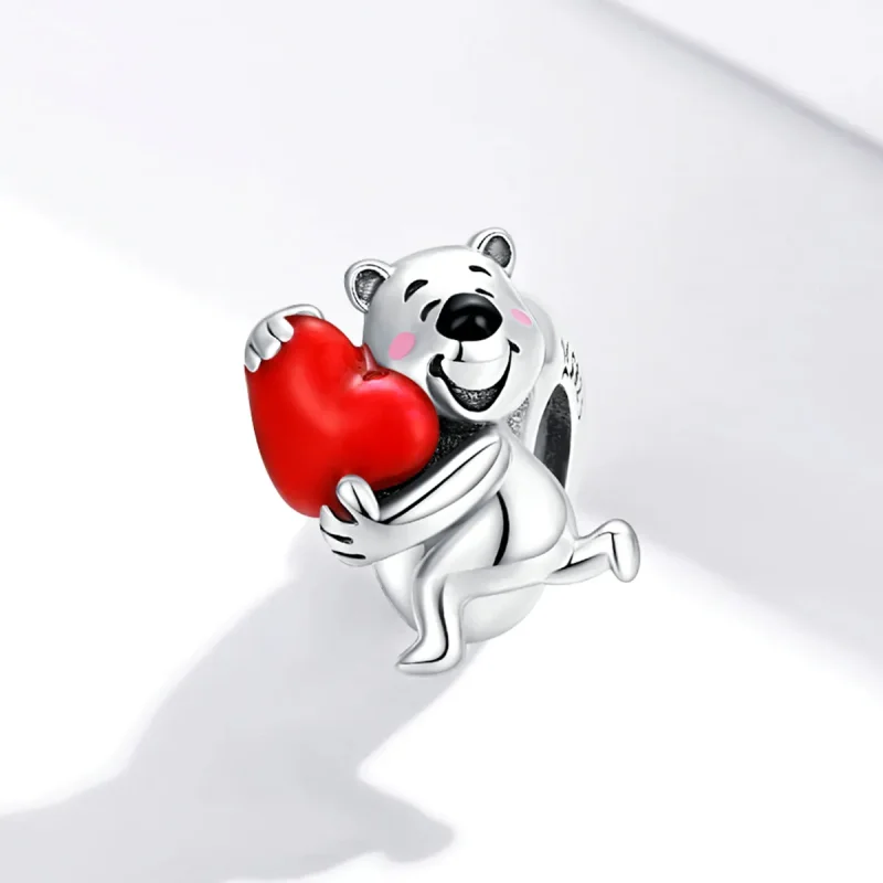(image for) Pandora Style Silver Polar Bear With Heart Charm - SCC1610 - View 2
