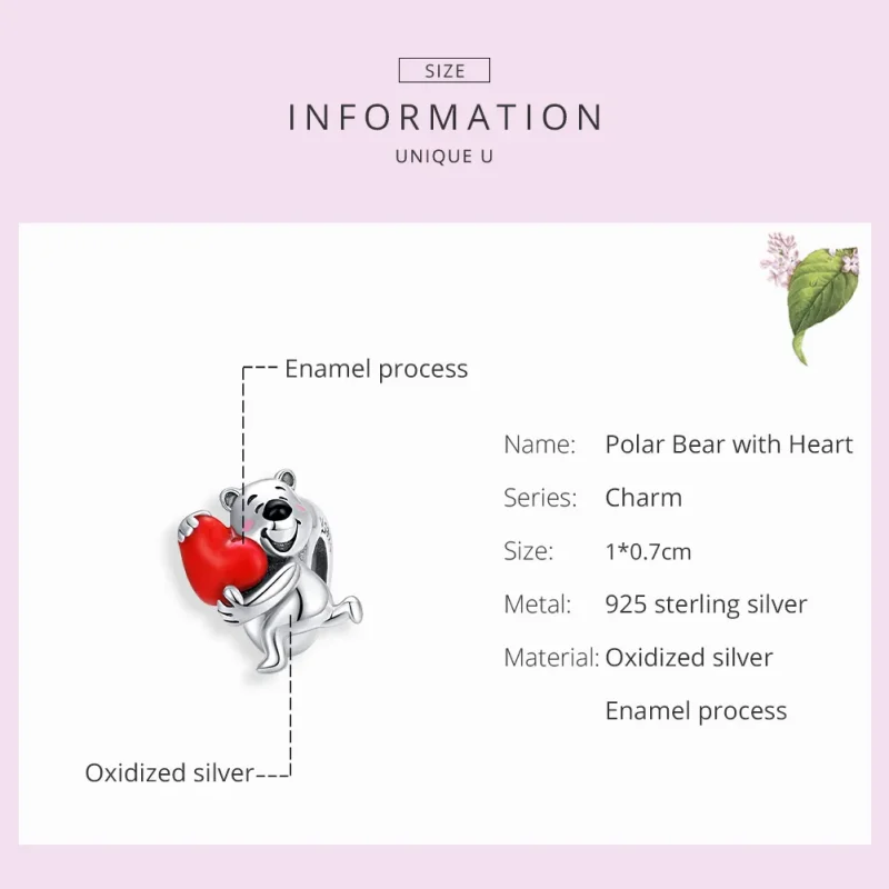 (image for) Pandora Style Silver Polar Bear With Heart Charm - SCC1610 - View 7