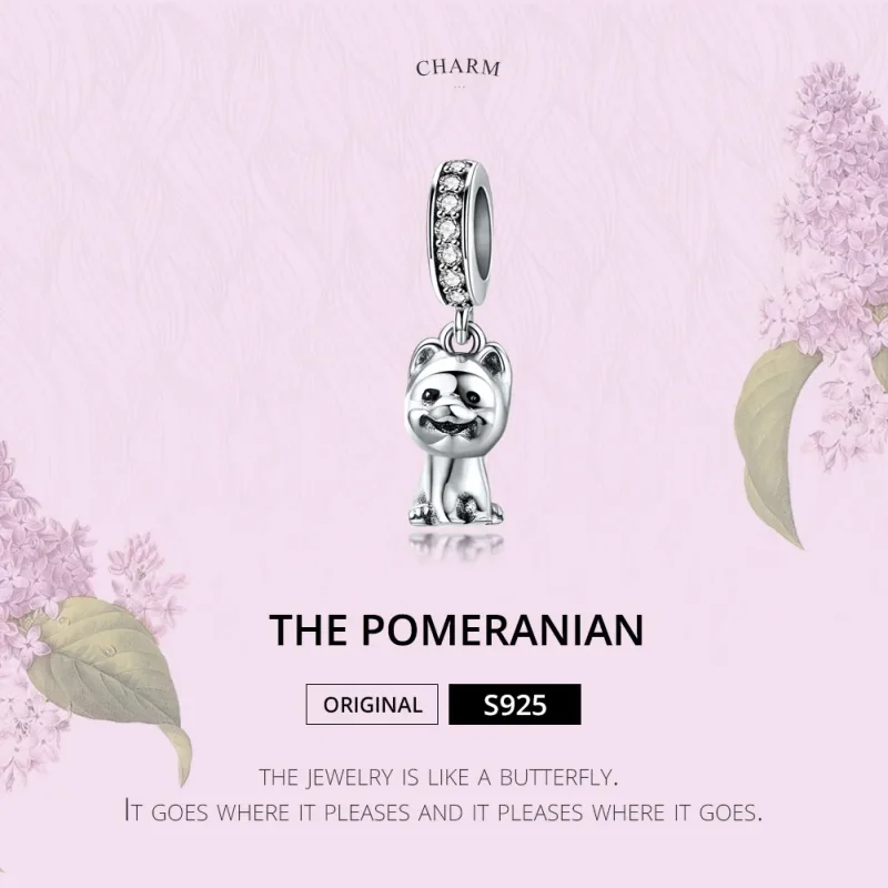(image for) Pandora Style Silver Pomeranian Dangle - SCC1288 - View 2