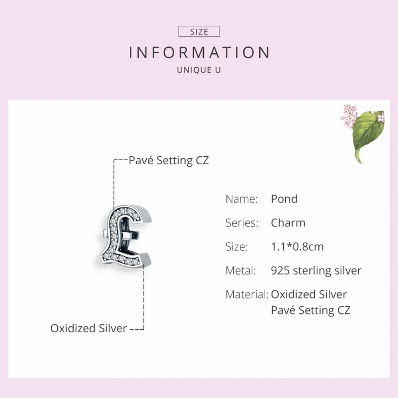 (image for) Pandora Style Silver Pound Sign Charm - SCC1269 - View 3