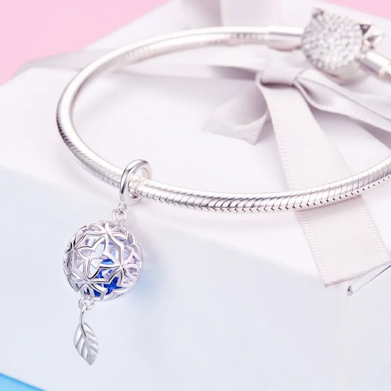 (image for) Pandora Style Silver Preserved Flower Dangle - SCC1123 - View 3