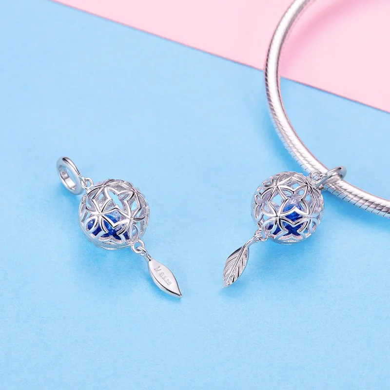 (image for) Pandora Style Silver Preserved Flower Dangle - SCC1123 - View 4