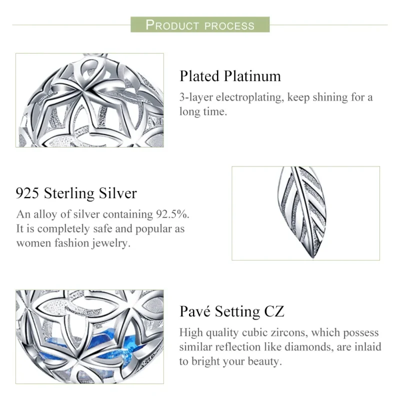 (image for) Pandora Style Silver Preserved Flower Dangle - SCC1123 - View 6