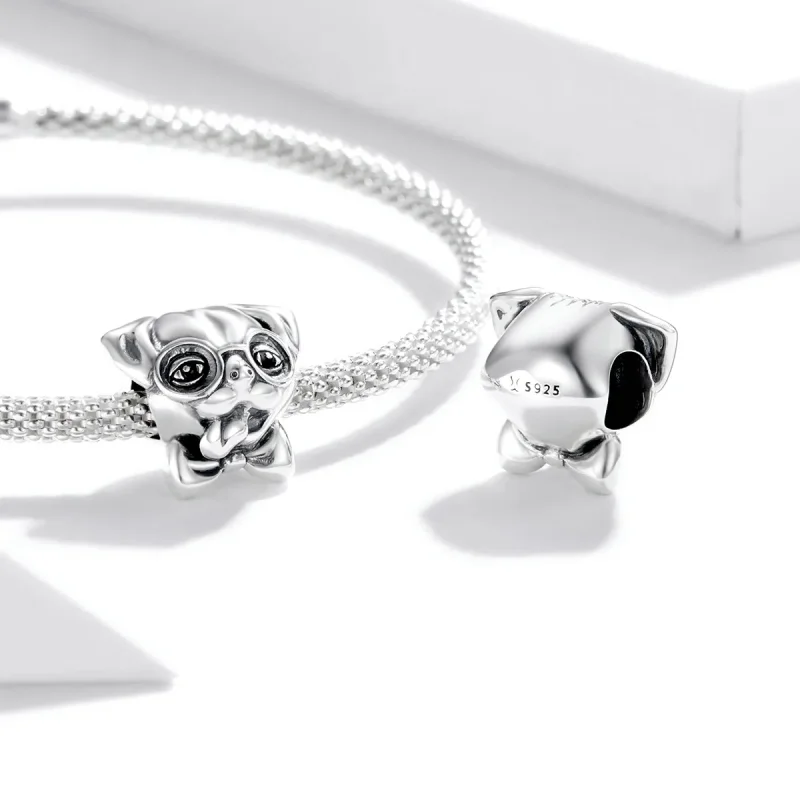 (image for) Pandora Style Silver Pug Charm - SCC1626 - View 4