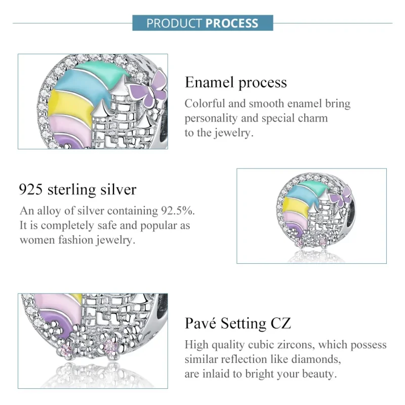 (image for) Pandora Style Silver Rainbow Castle Charm - SCC1585 - View 7