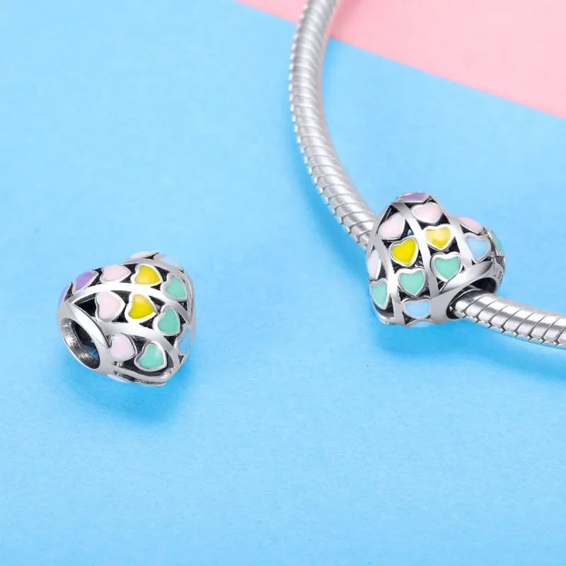 (image for) Pandora Style Silver Rainbow Heart Charm - SCC902 - View 4