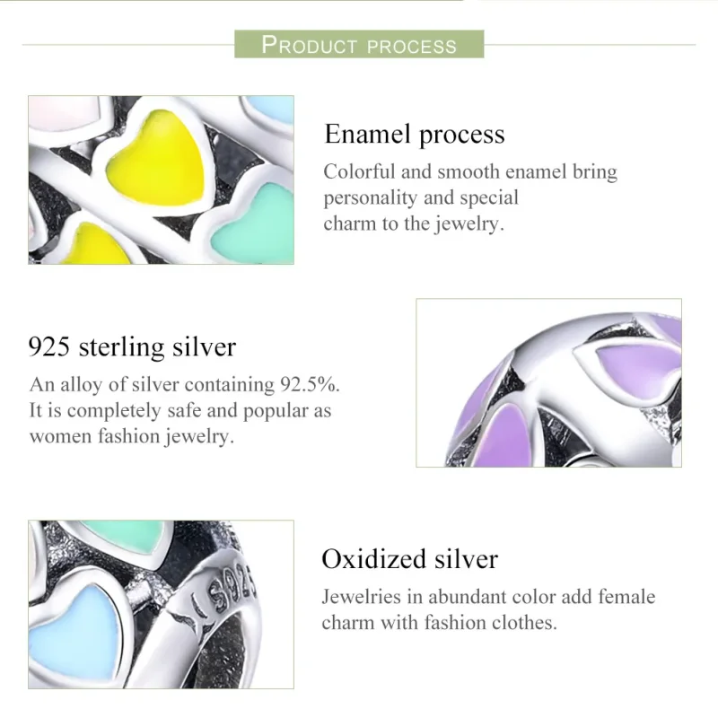 (image for) Pandora Style Silver Rainbow Heart Charm - SCC902 - View 7