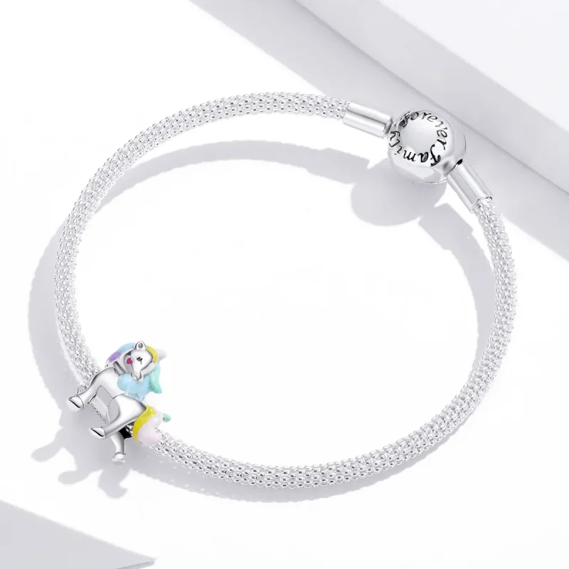 (image for) Pandora Style Silver Rainbow unicorn Charm - SCC1500 - View 2