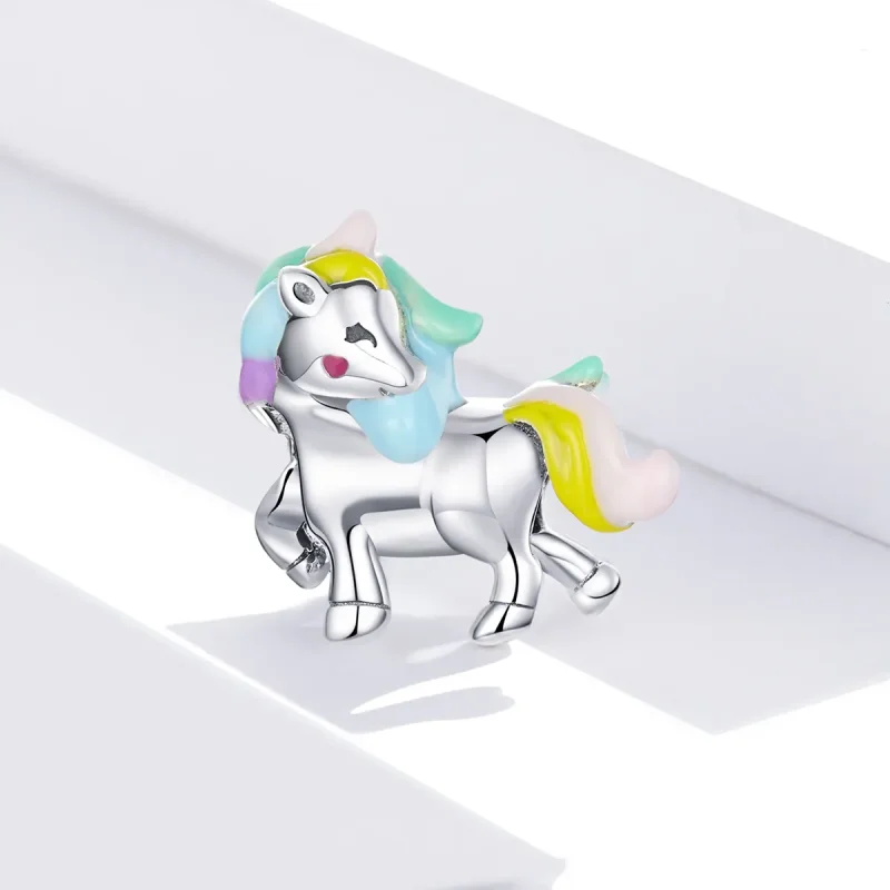 (image for) Pandora Style Silver Rainbow unicorn Charm - SCC1500 - View 3