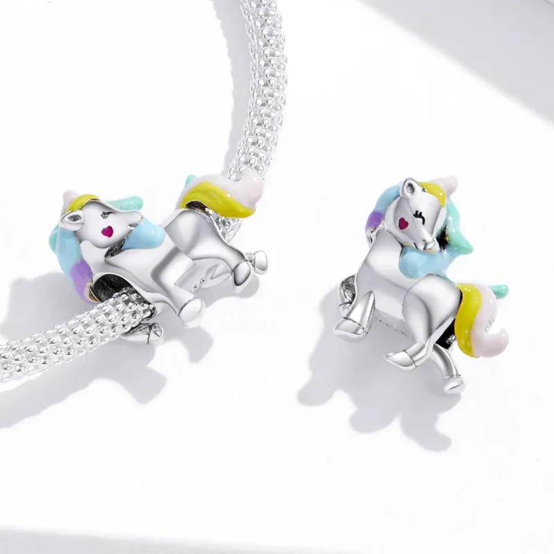 (image for) Pandora Style Silver Rainbow unicorn Charm - SCC1500 - View 4