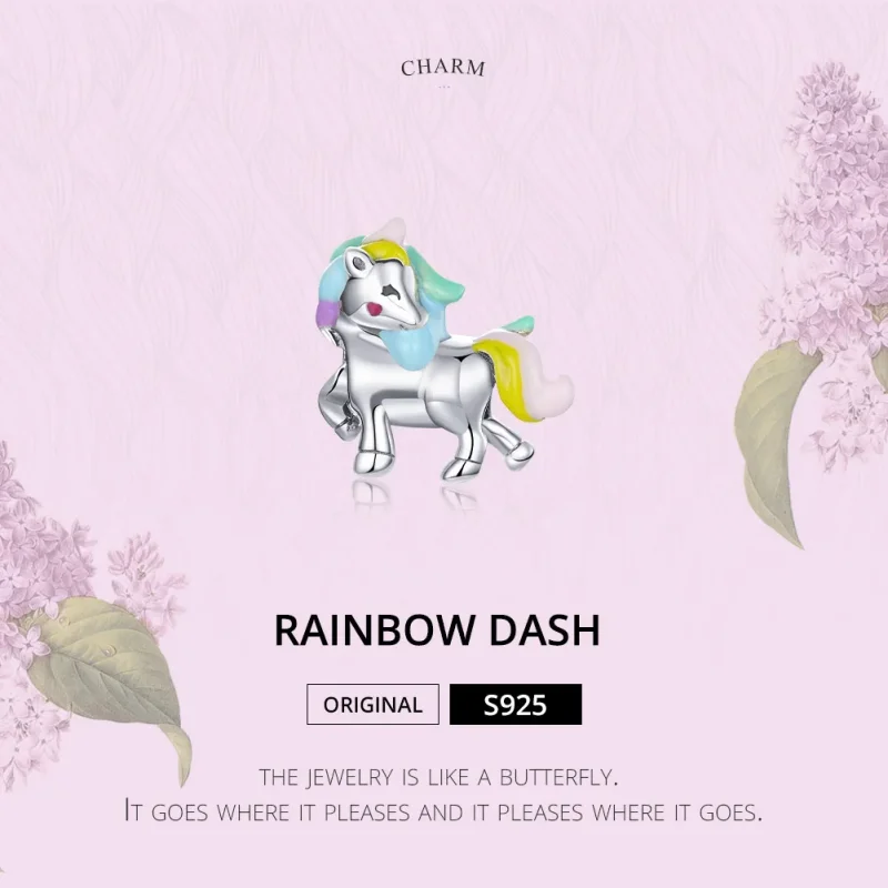 (image for) Pandora Style Silver Rainbow unicorn Charm - SCC1500 - View 6