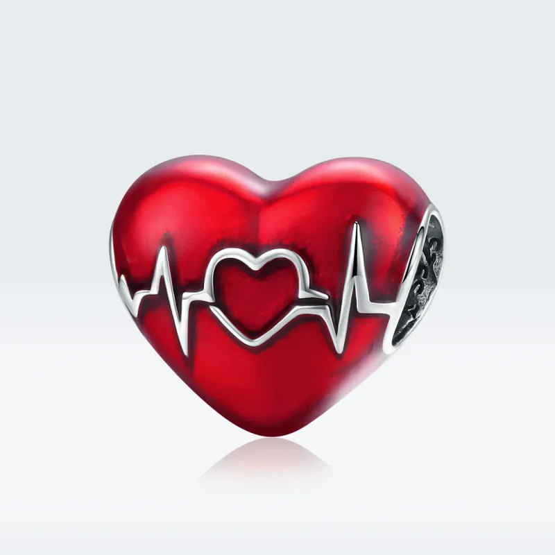 (image for) Pandora Style Silver Red Heartbeat of Love Charm - SCC1569 - View 5
