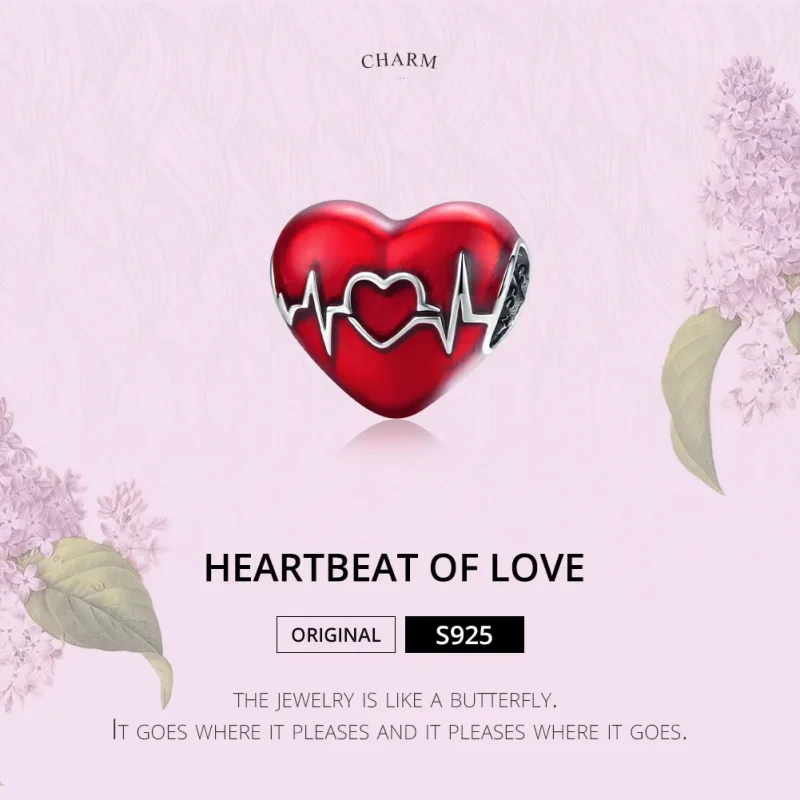 (image for) Pandora Style Silver Red Heartbeat of Love Charm - SCC1569 - View 6