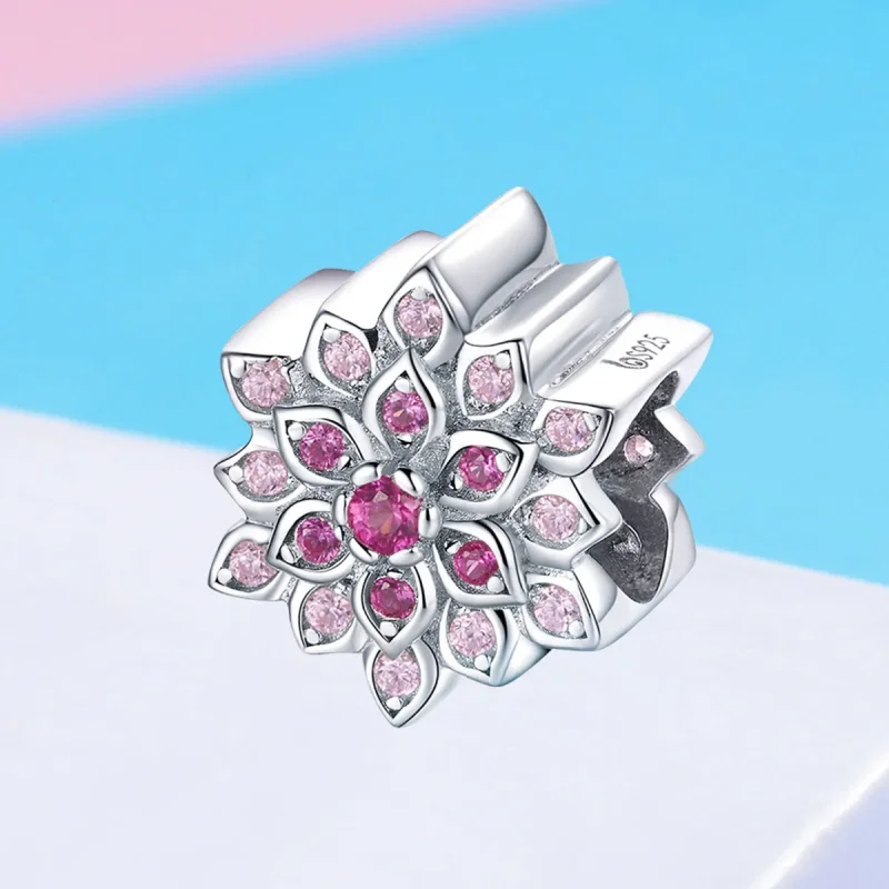 (image for) Pandora Style Silver Red Lotus Charm - BSC038 - View 2