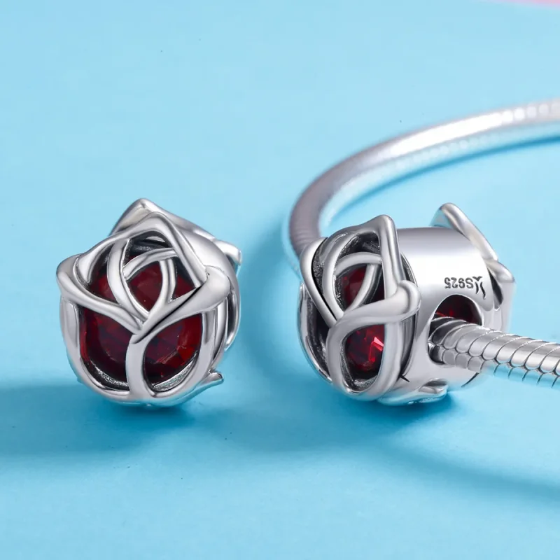 (image for) Pandora Style Silver Red Roses Charm - SCC568 - View 5