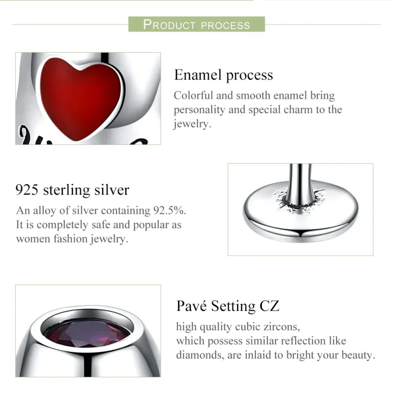 (image for) Pandora Style Silver Red Wine Glass Charm - SCC788 - View 7