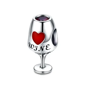 (image for) Pandora Style Silver Red Wine Glass Charm - SCC788
