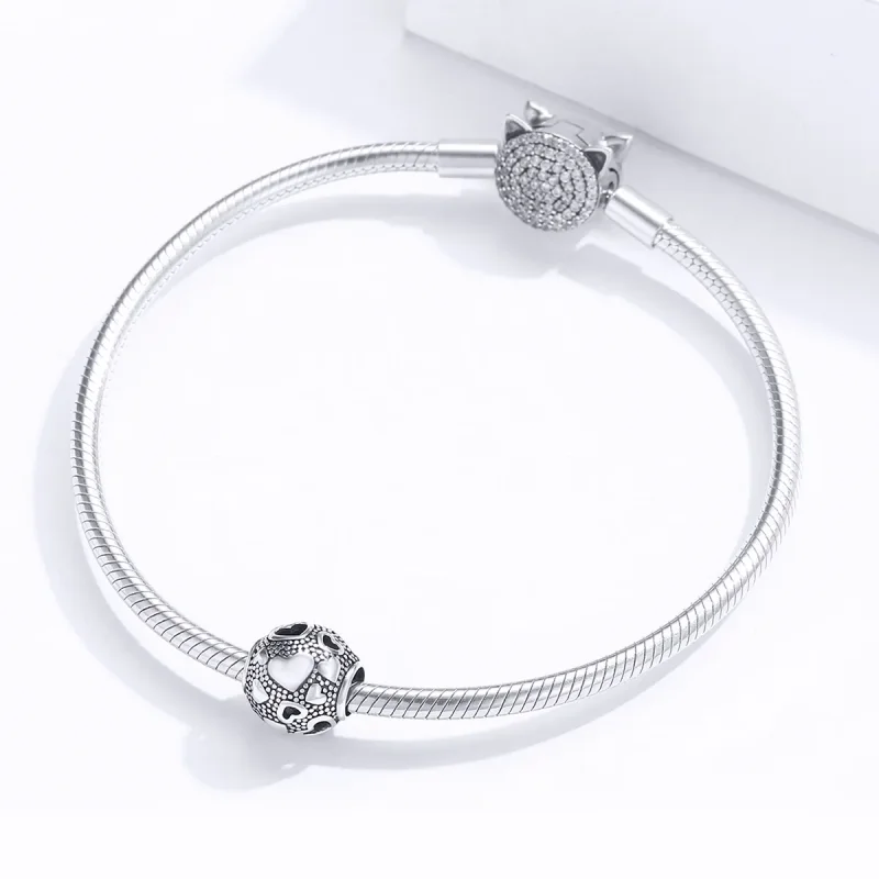 (image for) Pandora Style Silver Retro Heart Charm - SCC1451 - View 3