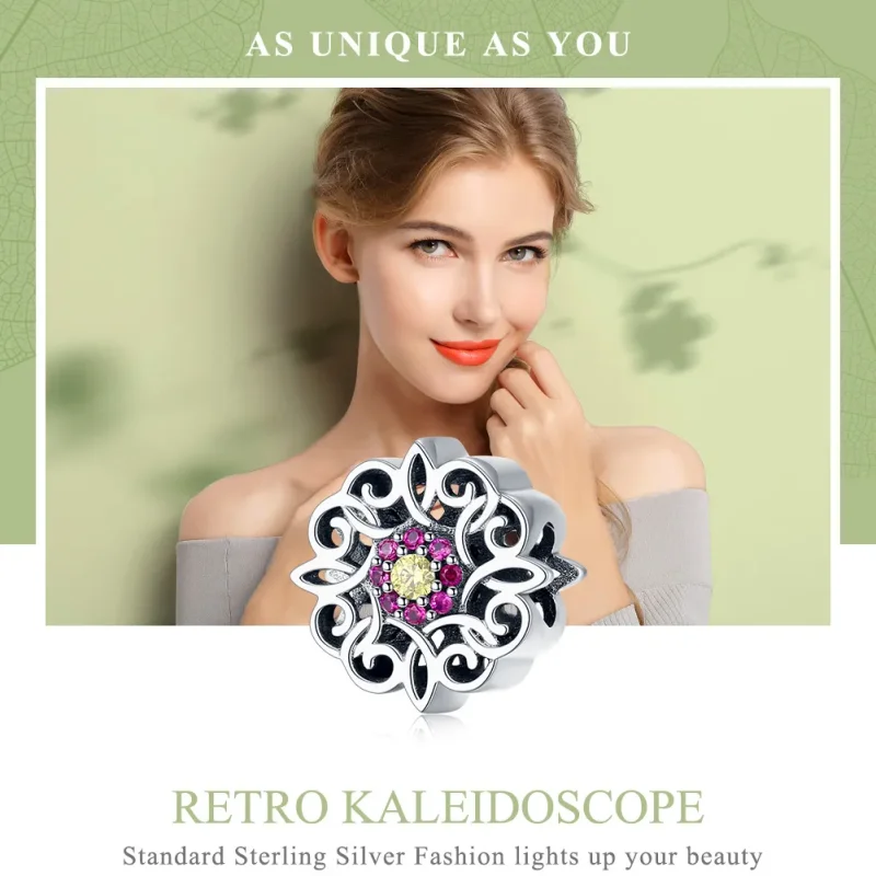 (image for) Pandora Style Silver Retro Kaleidoscope Charm - SCC1108 - View 2