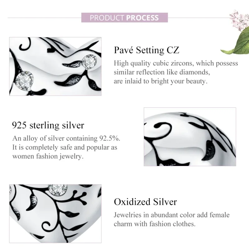 (image for) Pandora Style Silver Retro Patterns Charm - SCC1323 - View 8