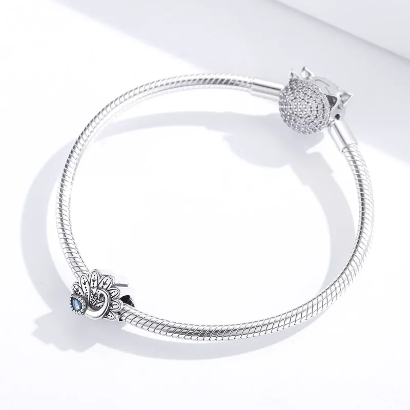 (image for) Pandora Style Silver Retro Peacock Charm - SCC1558 - View 2