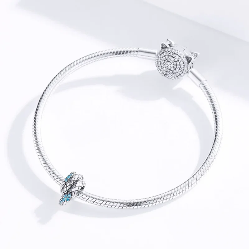 (image for) Pandora Style Silver Retro Snake Charm - SCC1351 - View 2
