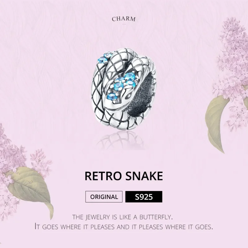 (image for) Pandora Style Silver Retro Snake Charm - SCC1351 - View 5