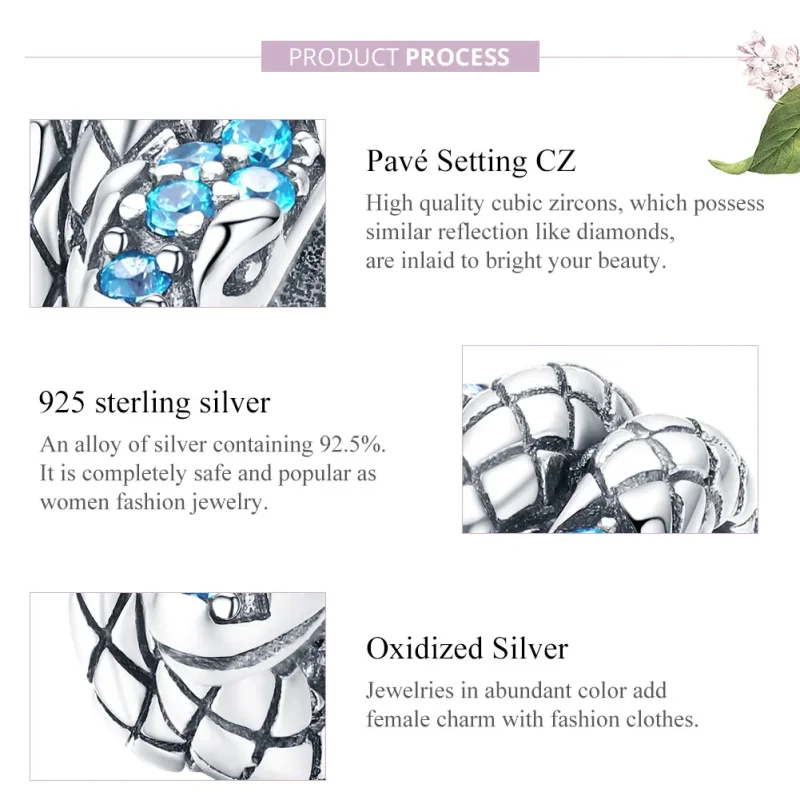 (image for) Pandora Style Silver Retro Snake Charm - SCC1351 - View 7