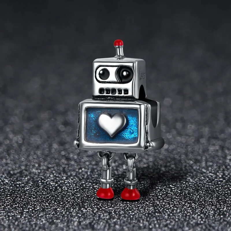 (image for) Pandora Style Silver Robot Charm - SCC346 - View 2