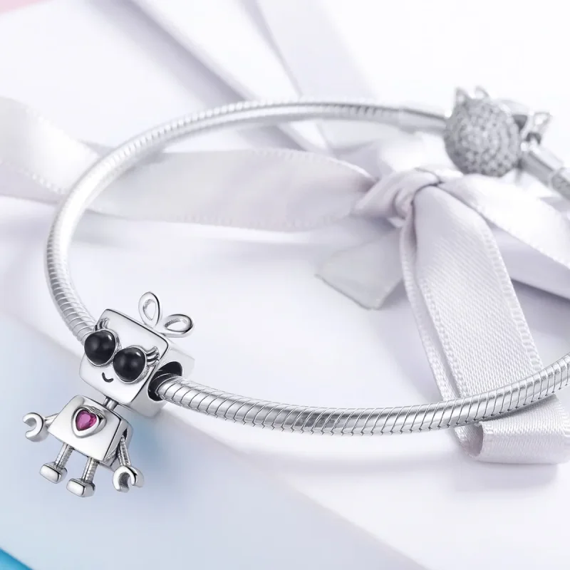 (image for) Pandora Style Silver Robot Didi Charm - SCC885 - View 3