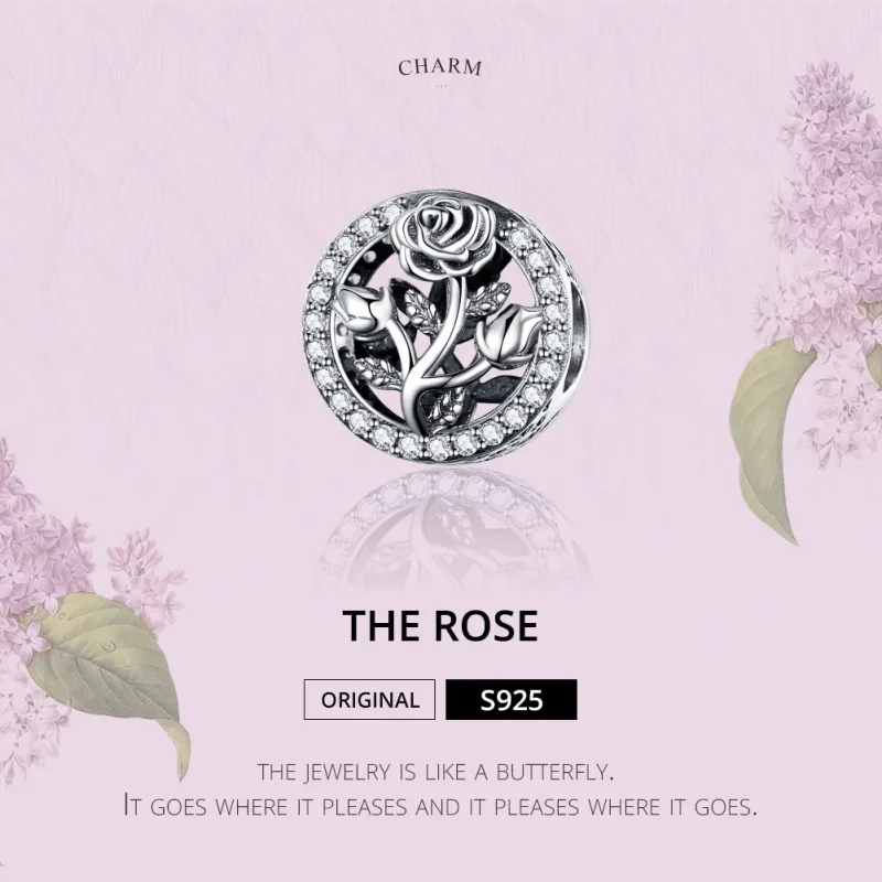 (image for) Pandora Style Silver Rose Flower Charm - SCC1189 - View 2