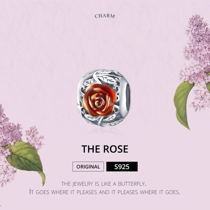 (image for) Pandora Style Silver Rose Flower Charm - SCC1221 - View 2